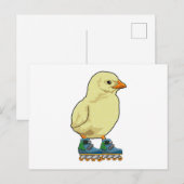 Küken als Inline-Skater mit Inline-Skates Postkarte (Vorne/Hinten)