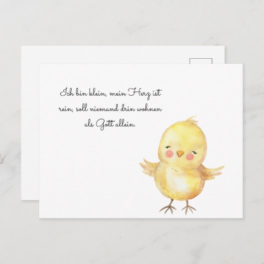 Küken betet postkarte (Vorne/Hinten)