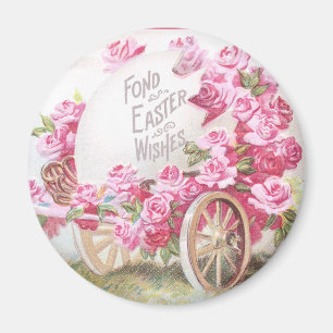 Küken, das Wagen der Rosen und des Eies Vintages Magnet