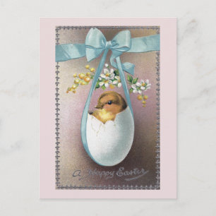 Küken in hängender Eierschale Vintage Ostern Feiertagspostkarte
