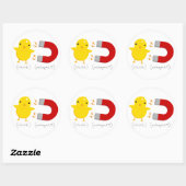 Küken-Magnet! Runder Aufkleber (Blatt)