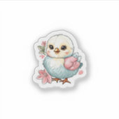 Küken mit Blume Aufkleber (Vorderseite)