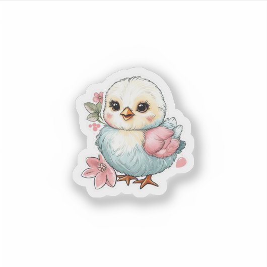 Küken mit Blume Aufkleber (Vorderseite)