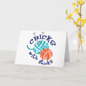 Küken mit Sticks Karte (Gelbe Blume)