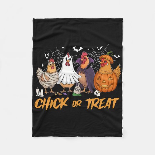 Küken oder Behandle Lustiges Huhn Kürbis Geist Gru Fleecedecke (Vorderseite)