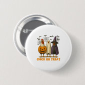 Küken oder Leckerei Gezwitscher HühnerHalloween Ko Button (Vorne & Hinten)