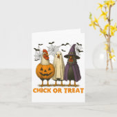 Küken oder Leckerei Gezwitscher HühnerHalloween Ko Karte (Gelbe Blume)