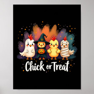 Küken oder Leckerei Witziges Halloween Niedliches Poster
