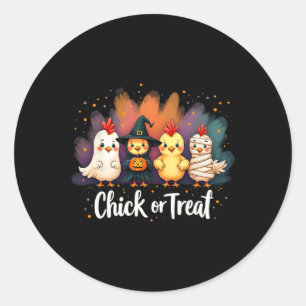 Küken oder Leckerei Witziges Halloween Niedliches Runder Aufkleber