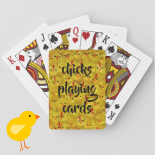 "Küken spielen Karten" Süßes gelbes Muster Spielkarten