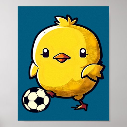 Küken spielt Fußball Ostern Poster (Vorne)