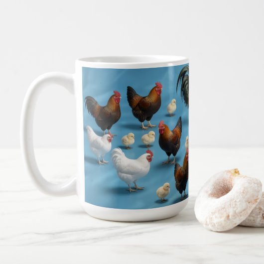 Küken- und Junghahngruppe Kaffeetasse (Mit Donut)
