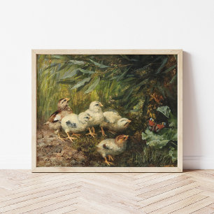 Küken und Schmetterlinge   Franz Xaver Birkinger Poster