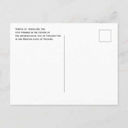 Kukulcán-Tempel, Pyramide, Chichen Itza, Mexiko Postkarte (Rückseite)