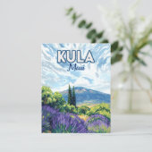 Kula Maui Haleakala Hawaii Lavender Retro Card (Stehend Vorderseite)