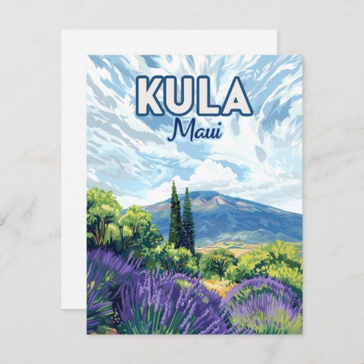 Kula Maui Haleakala Hawaii Lavender Retro Card (Vorne/Hinten)