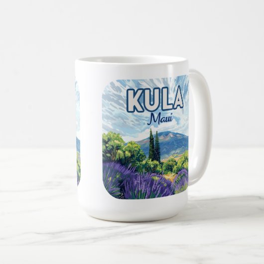 Kula Maui Haleakala Hawaii Lavender Retro Kaffeetasse (VorderseiteRechts)