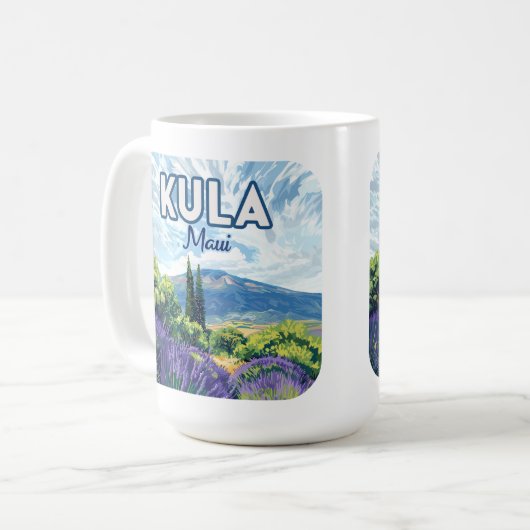Kula Maui Haleakala Hawaii Lavender Retro Kaffeetasse (Vorderseite Links)