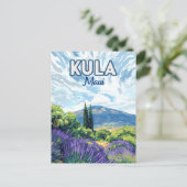 Kula Maui Haleakala Hawaii Lavender Retro Postkarte (Stehend Vorderseite)
