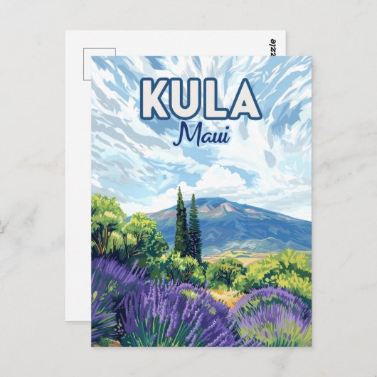Kula Maui Haleakala Hawaii Lavender Retro Postkarte (Vorne/Hinten)