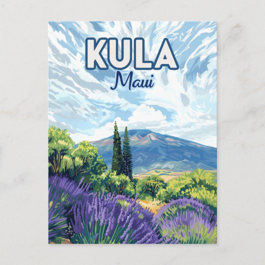 Kula Maui Haleakala Hawaii Lavender Retro Postkarte (Vorderseite)