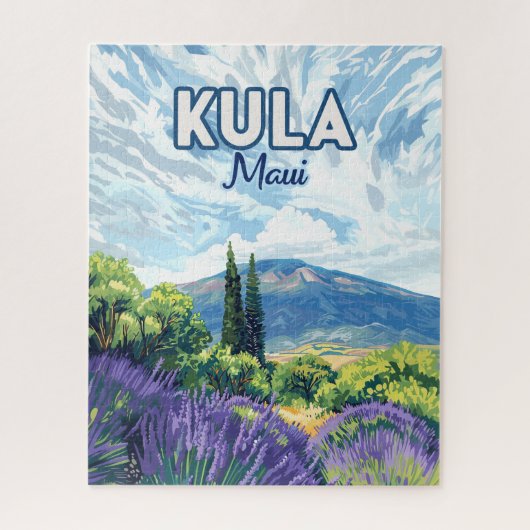 Kula Maui Haleakala Hawaii Lavender Retro Puzzle (Vertikal)