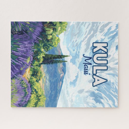 Kula Maui Haleakala Hawaii Lavender Retro Puzzle (Horizontal)