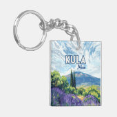 Kula Maui Haleakala Hawaii Lavender Retro Schlüsselanhänger (Vorderseite links)