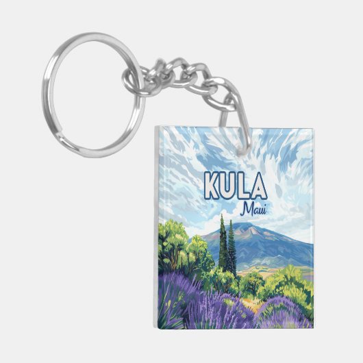 Kula Maui Haleakala Hawaii Lavender Retro Schlüsselanhänger (Vorderseite links)