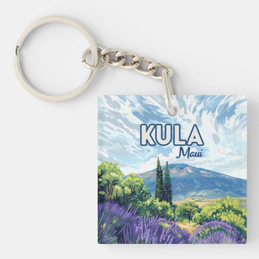 Kula Maui Haleakala Hawaii Lavender Retro Schlüsselanhänger (Vorderseite)