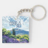 Kula Maui Haleakala Hawaii Lavender Retro Schlüsselanhänger (Rückseite)