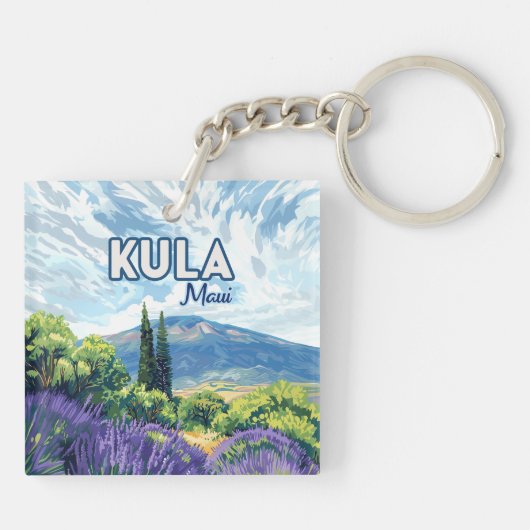 Kula Maui Haleakala Hawaii Lavender Retro Schlüsselanhänger (Rückseite)