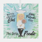 Kulinarische Absolventin Blond Koch Weihnachtsbaum Ornament Aus Glas (Vorderseite)