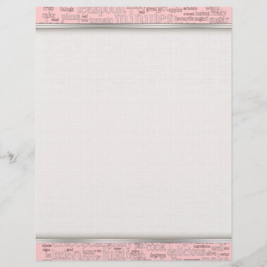 kulinarische Begriffe Word Cloud Writing Paper (Vorderseite)