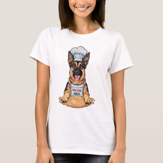 Kulinarische Kanine: Baker German Shepard with Loa T-Shirt (Vorderseite)