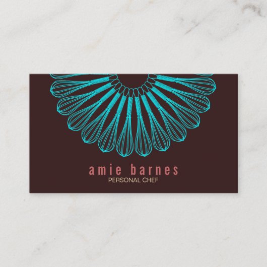 Kulinarische Koch Blue Whisk Logo Brown Business C Visitenkarte (Vorderseite)