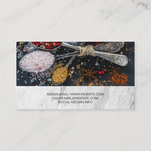 Kulinarische Künste | Gewürze für Löffel Visitenkarte (Rückseite)