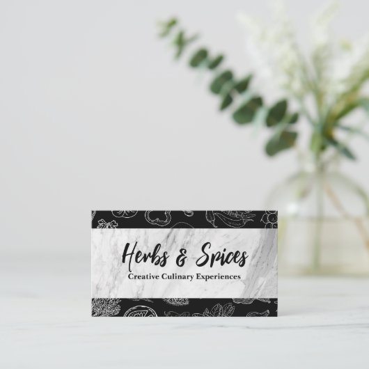 Kulinarische Künste | Gewürzkräuter - Illustration Visitenkarte (Stehend Vorderseite)