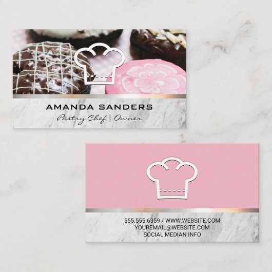 Kulinarische Künste | Gourmet Donuts Koch Hat Symb Visitenkarte (Vorne/Hinten)