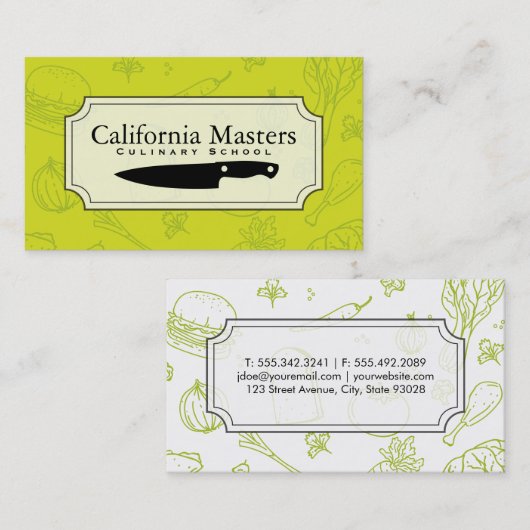 Kulinarische Künste | KOCH | Food Icons Visitenkarte (Vorne/Hinten)