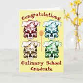 Kulinarische Schulabsolvent-Kochs-Schädel Karte (Gelbe Blume)