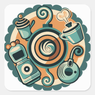 Kulinarische Zeitmaschine Quadratischer Aufkleber