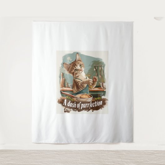 Kulinarischer Cat Koch Wandteppich (Vorderseite)