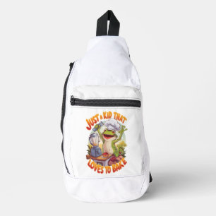 Kulinarischer Frosch: Frogtastische Blender-Magie Crossbody Bag