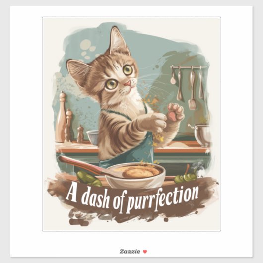 Kulinarischer Katzenchef Aufkleber (Blatt)