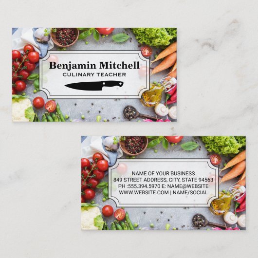 Kulinarischer Koch | Frisches Gemüse Visitenkarte (Vorne/Hinten)