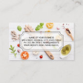 Kulinarischer Koch | Lebensmittel auf Holztisch Visitenkarte (Rückseite)