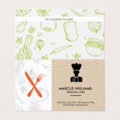 Kulinarischer Koch | Restaurantbesitzer | Leder Visitenkarten (Außenseite Aufgefaltet)