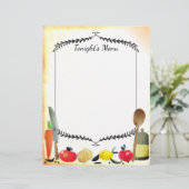 Kulinarisches Abendessen Party-Menü mit Vorspeise (Stehend Vorderseite)