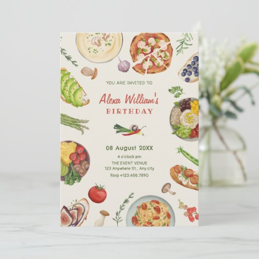 Kulinarisches Essen Einladung (Stehend Vorderseite)